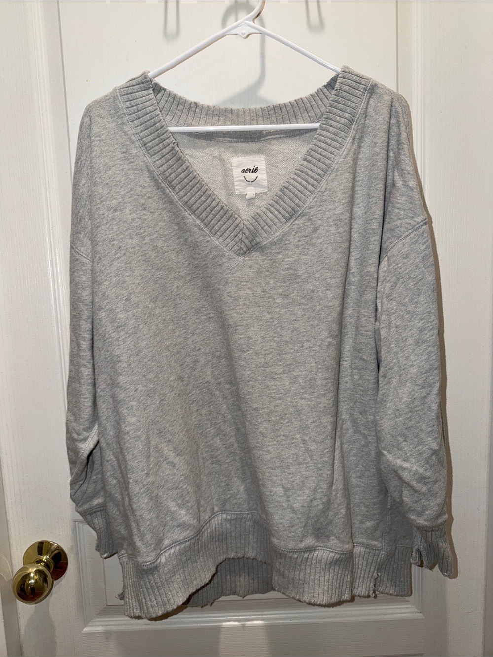aerie Heather Gray V-Neck Sweater